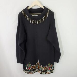 VTG SUMMIT HILL Black Embellished Sweater Size M